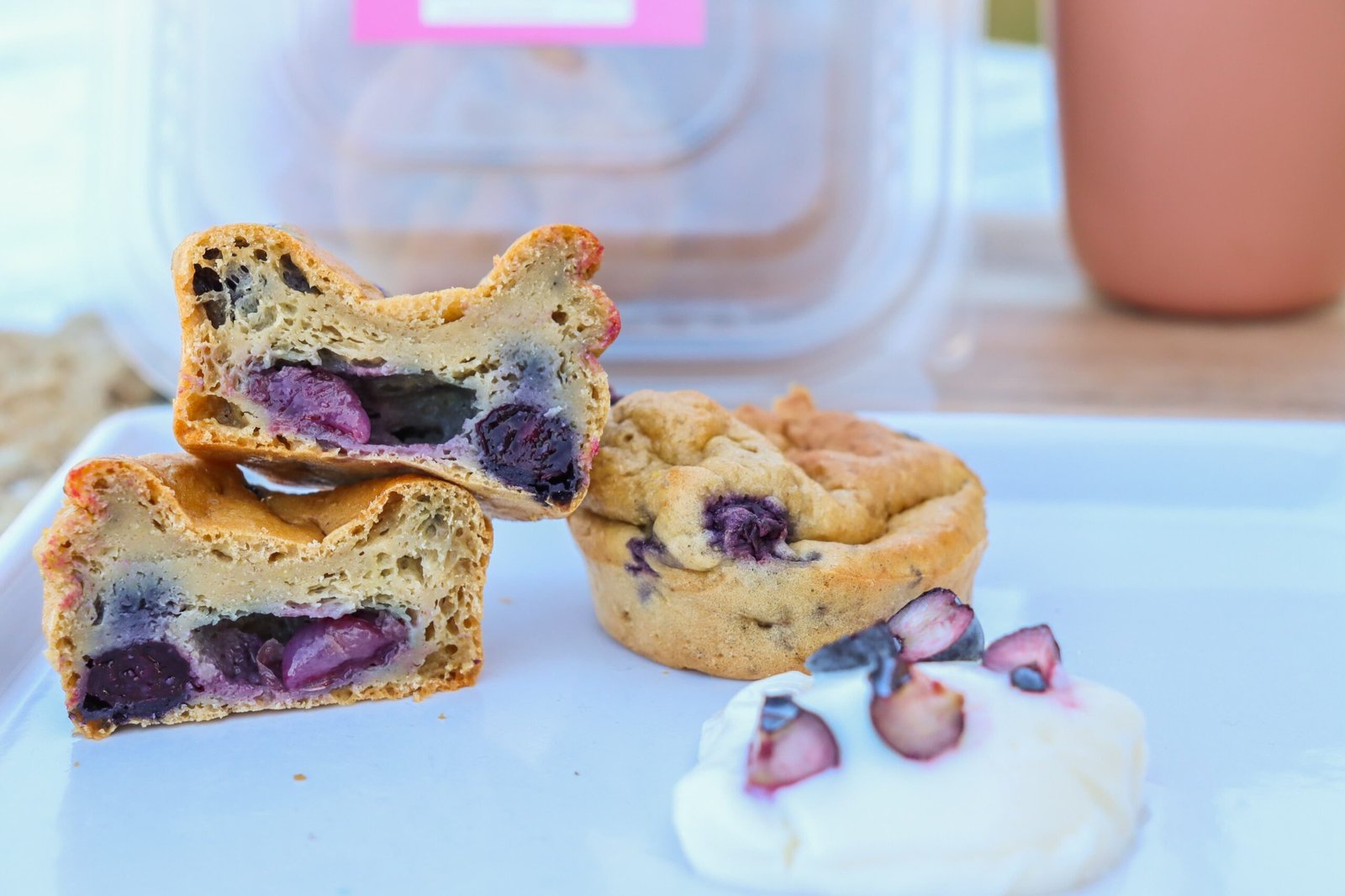 Pastelitos de arándanos y yogur